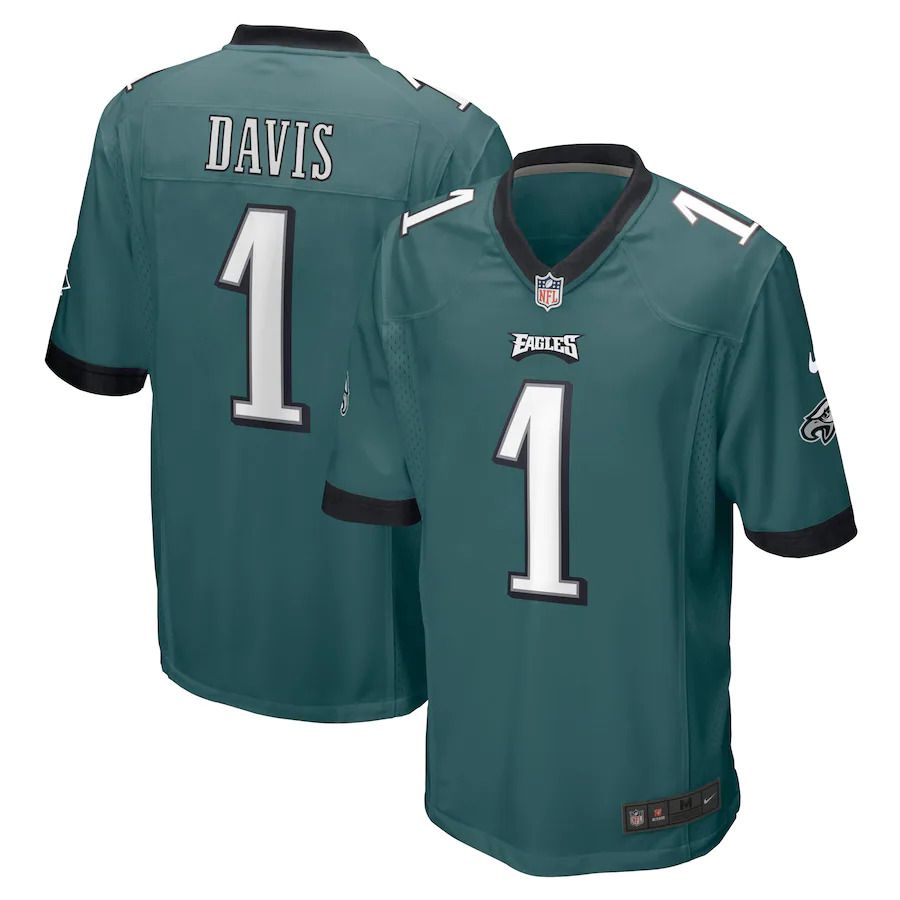 Men Philadelphia Eagles #1 Jordan Davis Nike Midnight Green 2022 NFL Draft First Round Pick Game Jersey->women nfl jersey->Women Jersey